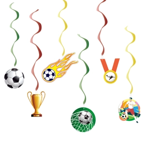 Décorations Suspendues Tourbillon Thème Football Spirale PVC Guirlandes De Plafond Trophée Médaille Ornements Fête Sport