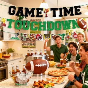 Glittery American football party banner kit for Super Bowl and game day venue decoration
