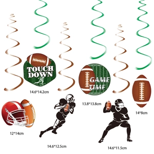 Décorations de fête football américain avec pendentifs spirales et bannières touch down