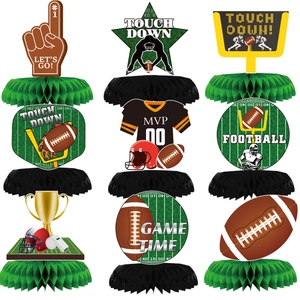 Lot de 9 décorations de table football américain avec base en nid d'abeille et icônes