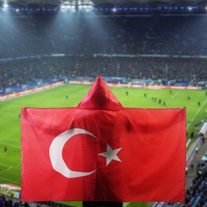Turkey National Flag Hooded Cloak Cape Wearable Banner Polyester For Football Fans Celebration Events UV Fade Resistant
