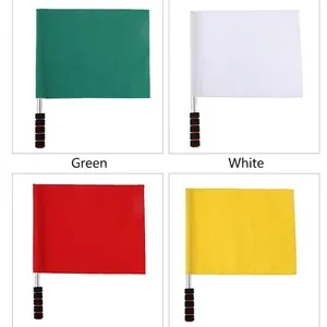 Professional Sports Referee Flag Set With Stainless Steel Pole And Anti Slip Sponge Handle For Football Track Field Signal