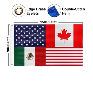 Soccer Tournament Banner Combined North American National Flag Polyester Outdoor Decor With Brass Grommets UV Resistant