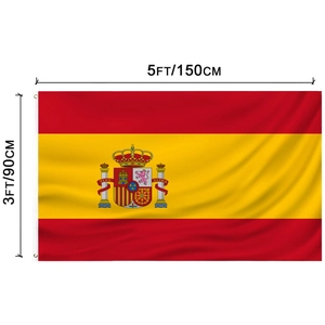 Spain Flag National Banner Polyester Fabric With Rust Proof Brass Grommets UV Fade Resistant Double Stitched Vivid Color