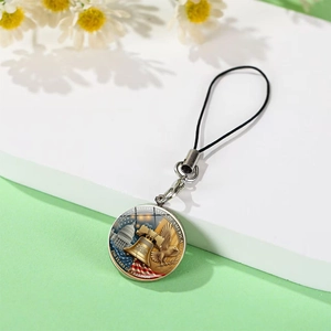 USA 250th Anniversary commemorative keychain featuring bald eagle and Liberty Bell design