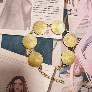 Vintage gold round link bracelet with sunburst texture and adjustable lobster clasp