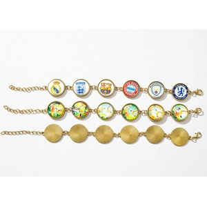 Vintage gold soccer club logo bracelets with adjustable lobster clasp and hummingbird design