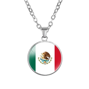 Nationalflagge Runder Anhänger Halskette Legierung Glas Cabochon USA Kanada Mexiko Guatemala Belize Flagge Schmuck Geschenk