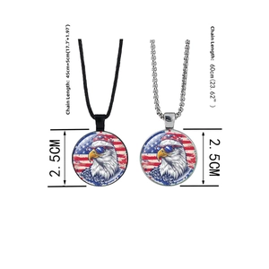 Detailed size chart showing 2.5cm eagle pendant with 45cm and 60cm chain lengths