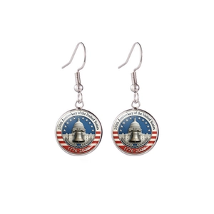 US 250th Anniversary Liberty Bell earrings with US flag and Capitol building motif