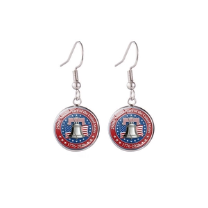 USA 250th Anniversary earrings featuring the Liberty Bell and American flag design