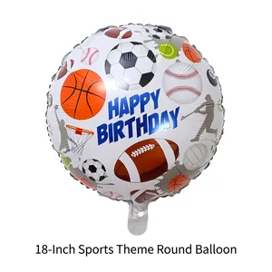 Palloncino sportivo 18 pollici in alluminio con motivi calcio e baseball per compleanno