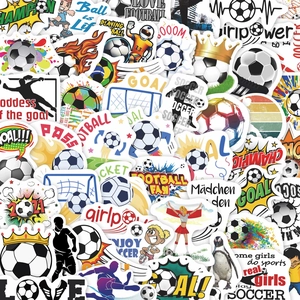 Lot de 50 autocollants de football imperméables pour ordinateurs et valises, motifs variés
