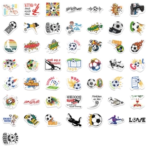 Lot de 50 autocollants de football imperméables avec designs variés pour ordinateurs