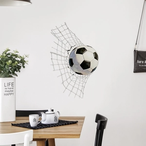 3D Fußball Wandaufkleber mit Netzeffekt für moderne Wohnzimmer Wanddekoration