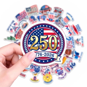 Close-up of waterproof USA 250th anniversary sticker with 1776-2026 gold lettering