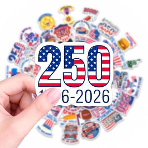USA 250th anniversary stickers featuring American flag patterns and patriotic elements