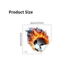 Waterproof flame soccer wall sticker 40cm x 40cm for World Cup party decorations