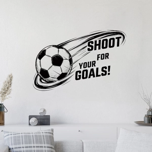 Fußball-Wandtattoo mit Spruch Shoot For Your Goals für sportliche Zimmerdeko