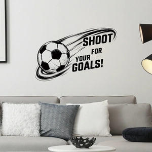 Fußball-Wandtattoo mit 'SHOOT FOR YOUR GOALS' Spruch für Sportzimmer-Deko
