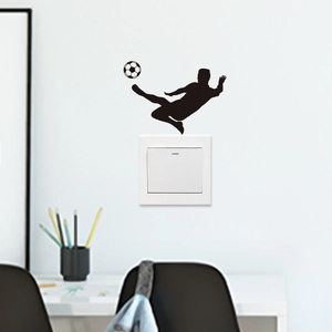 Adesivo Interruttore Silhouette Giocatore Di Calcio PVC Impermeabile Decorazione Parete Sport