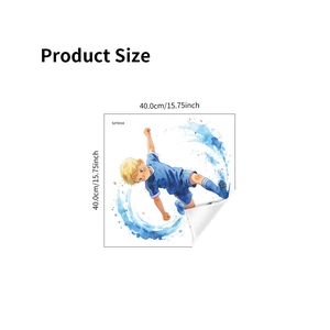 Waterproof soccer boy wall decal 40x40cm square sticker for room renovation