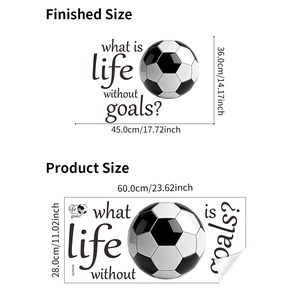 Soccer wall sticker with motivational slogan What is life without goals and PVC pattern