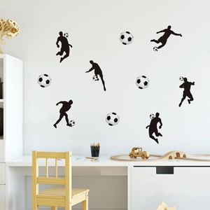 Football Player Wall Decals Soccer Silhouette PVC Waterproof Self Adhesive Sporty Living Room Bedroom Decor DIY