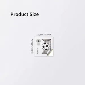 Waterproof football wall sticker size chart showing 12x12cm square sports wall decal
