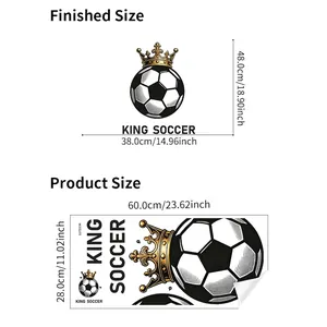 Waterproof PVC soccer king crown wall sticker 48x38cm with sizing dimensions