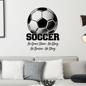 Soccer wall decal with motivational slogans No Grass Stains No Glory for home decoration