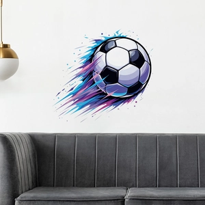 Adesivo murale calcio dinamico con macchie di colore per decorazione d'interni