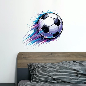 Adesivo murale dinamico a forma di calcio con scie colorate per decorare la camera