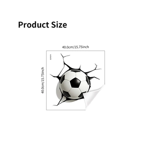 Sticker mural de football 3D avec effet de fissure réaliste en PVC imperméable