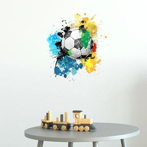 Adesivo murale 3D calcio creativo con spruzzi colorati per decorazione cameretta