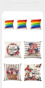 Size chart for Independence Day pillow covers in 40cm, 45cm and 50cm square dimensions