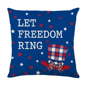 Square Independence Day pillow cover with Let Freedom Ring print and stars design