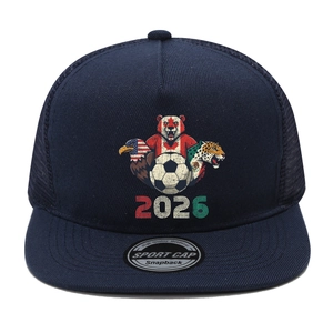 Dark blue 2026 World Cup snapback cap with embroidered eagle and bear graphics