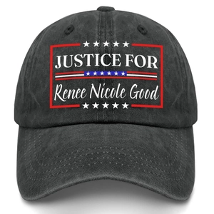 Vintage washed black cotton baseball cap with Justice For Renee Nicole print