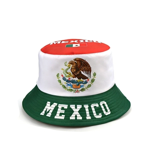 Adult Mexico flag bucket hat featuring red white and green panels with bold MEXICO text