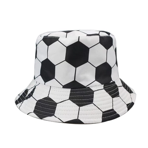 Soccer Ball Pattern Bucket Hat Polyester Black White Hexagon Sport Sunshade Casual Fashion Cap