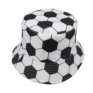 Classic soccer pattern bucket hat with black and white hexagonal print for outdoor leisure