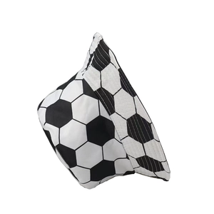 Stylish soccer themed bucket hat with classic black and white hexagon football pattern