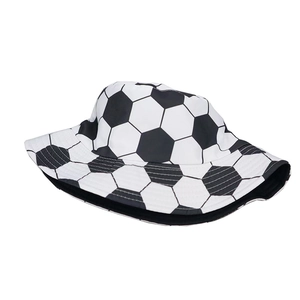 Classic black and white football pattern bucket hat for outdoor sports and leisure