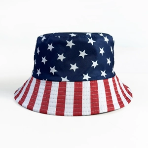 American Flag Stars And Stripes Bucket Hat Polyester Breathable Sunshade Outdoor Travel Patriotic Unisex Novelty Accessory