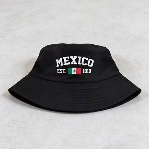 Bob noir Mexique avec drapeau et imprimé EST. 1810 pour protection solaire