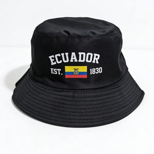 Cappello Alla Pescatora Bandiera Ecuador Poliestere Traspirante Pieghevole Esterno Protezione Solare Unisex Sport Viaggio Nero