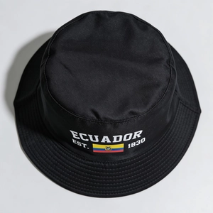 Cappello da pescatore nero bandiera Ecuador con ricamo 1830 per protezione solare