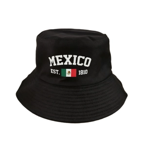 Bob noir Mexique pour fans de football avec bord large et coutures détaillées robustes