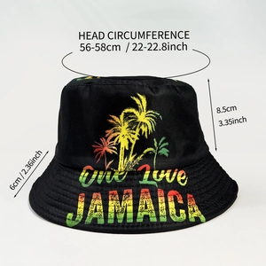 Bob noir Jamaïque avec palmiers colorés et imprimé One Love pour les fans